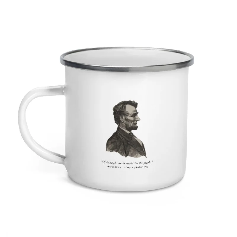 stainless steel tea tumAbraham Lincoln silhouette (enamel mug)