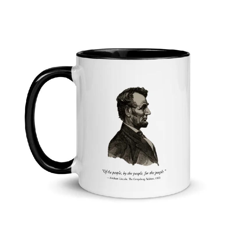 reusable tea cups -Abraham Lincoln silhouette (two-color mug)