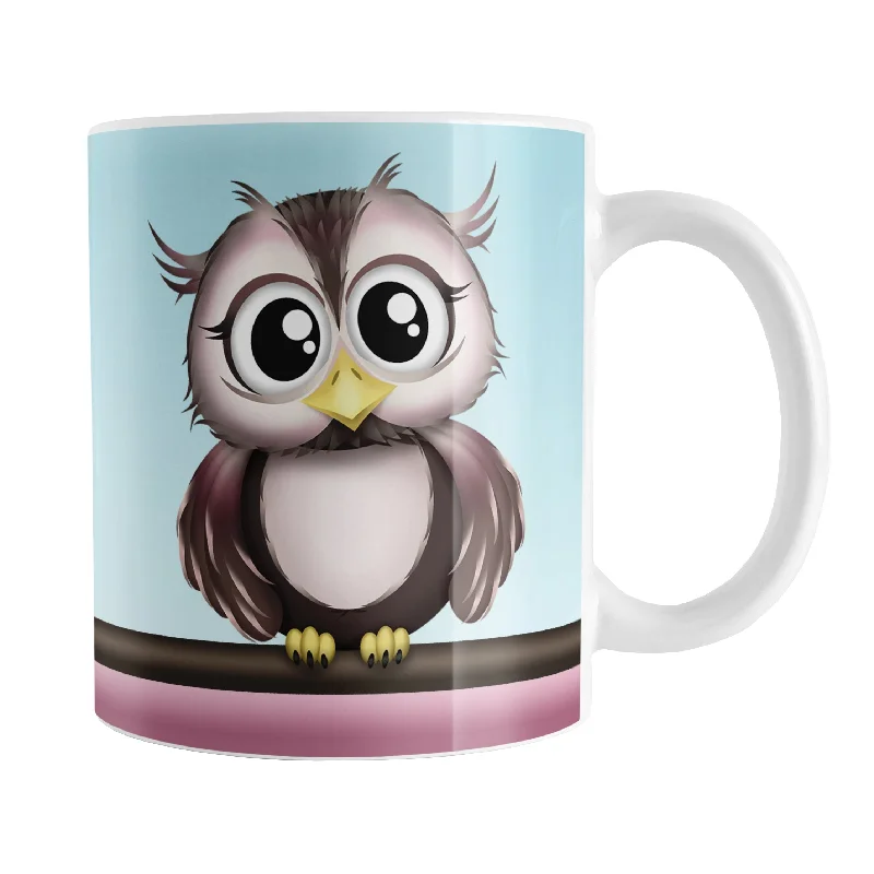 personalized water bottles -Adorable Pink and Brown Owl Mug