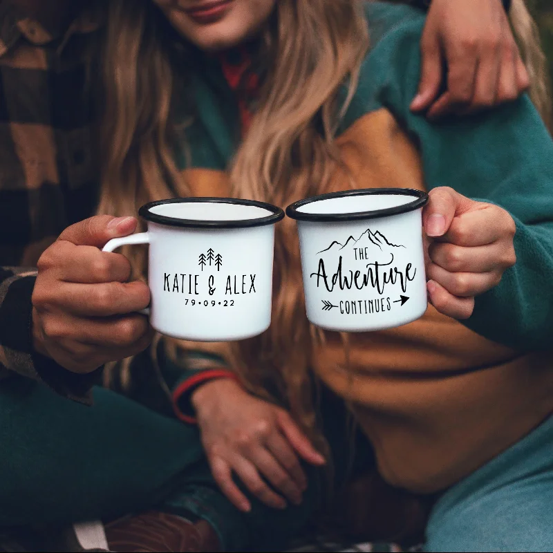 coffee mugs with names -Adventure Continues Camp Mug