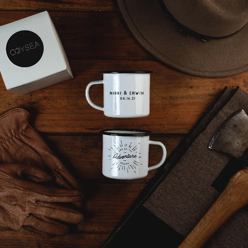 printed coffee mugs -And So The Adventure Begins Camping Cup