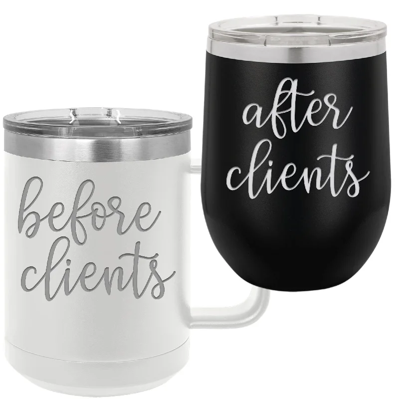 personalized ceramic cups -Before Clients After Clients - 15 oz Coffee Mug and 12 oz Wine Tumbler Set