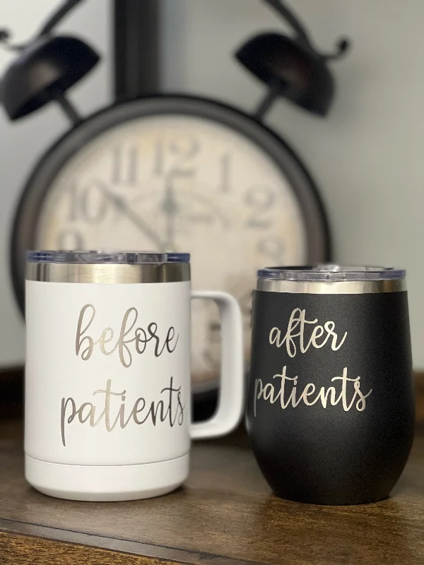 cute personalized coffee cups -Before Patients After Patients - 15 oz Coffee Mug and 12 oz Wine Tumbler Set