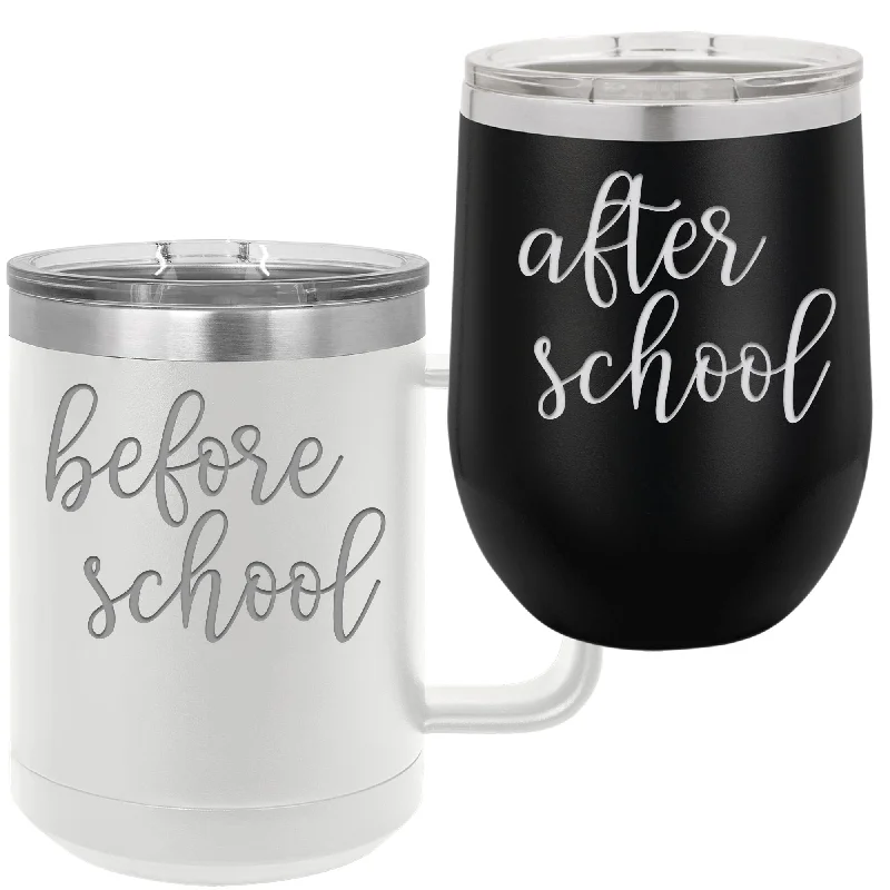 large tea mugs -Before School After School - 15 oz Coffee Mug and 12 oz Wine Tumbler Set