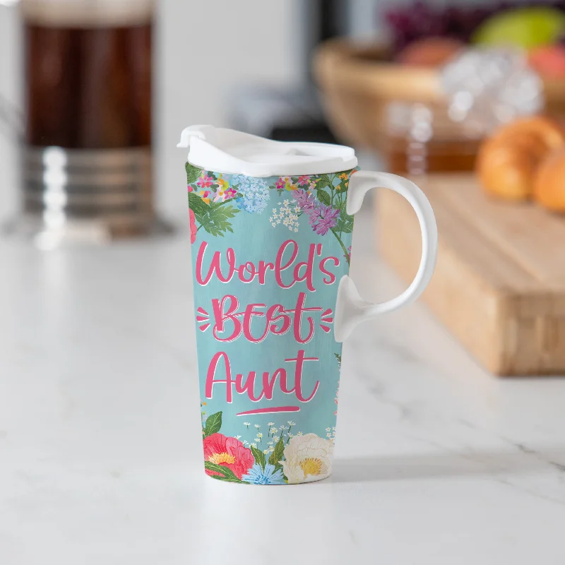 cute coffee cups with quotes -Best Aunt Ceramic Perfect Cup, 17oz, Gift Box