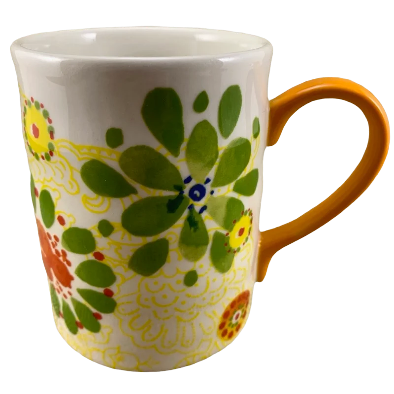 best tea mugs -Biscuit Floral Mug Orange Handle Anthropologie