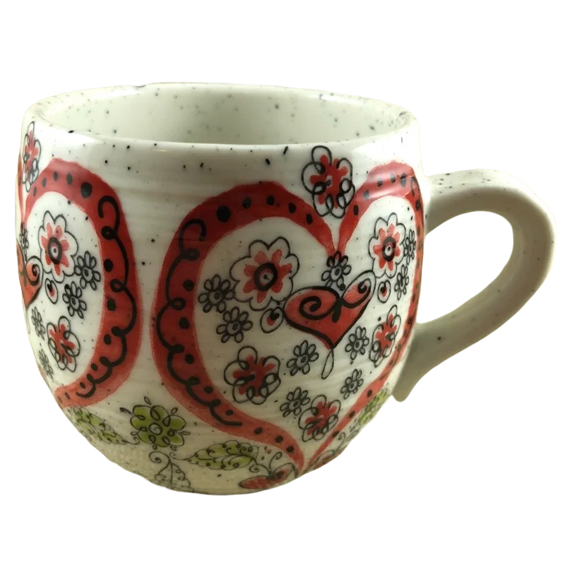 funny coffee cups for gifts -Biscuit Hearts Floral Mug Anthropologie