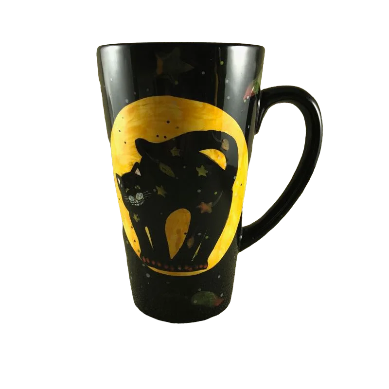 coffee mugs for tea lovers -Black Cat Moon And Stars Mug Certified International