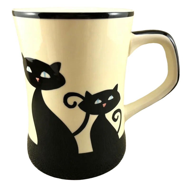 custom engraved coffee cups -Black Cats & Paw Prints Mug Hues N Brews