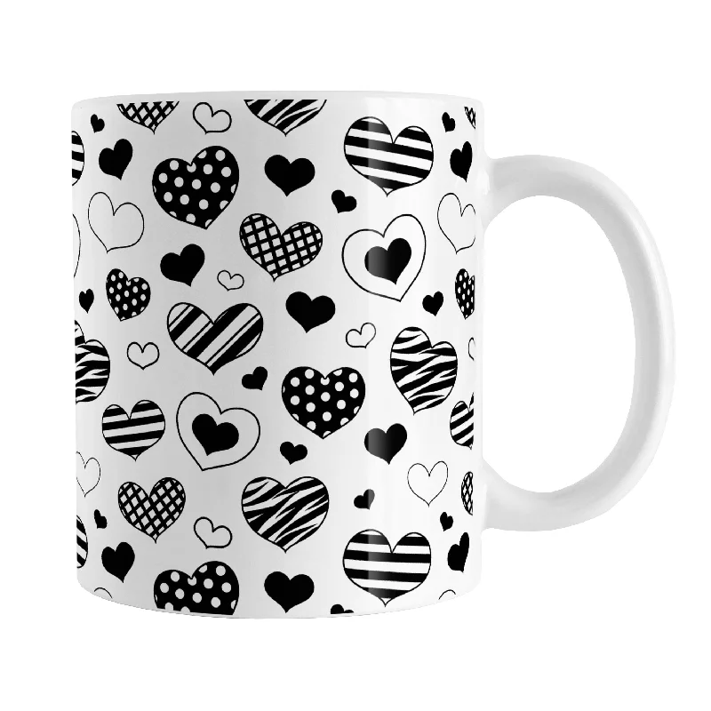 insulated cups for tea -Black Heart Doodles Mug