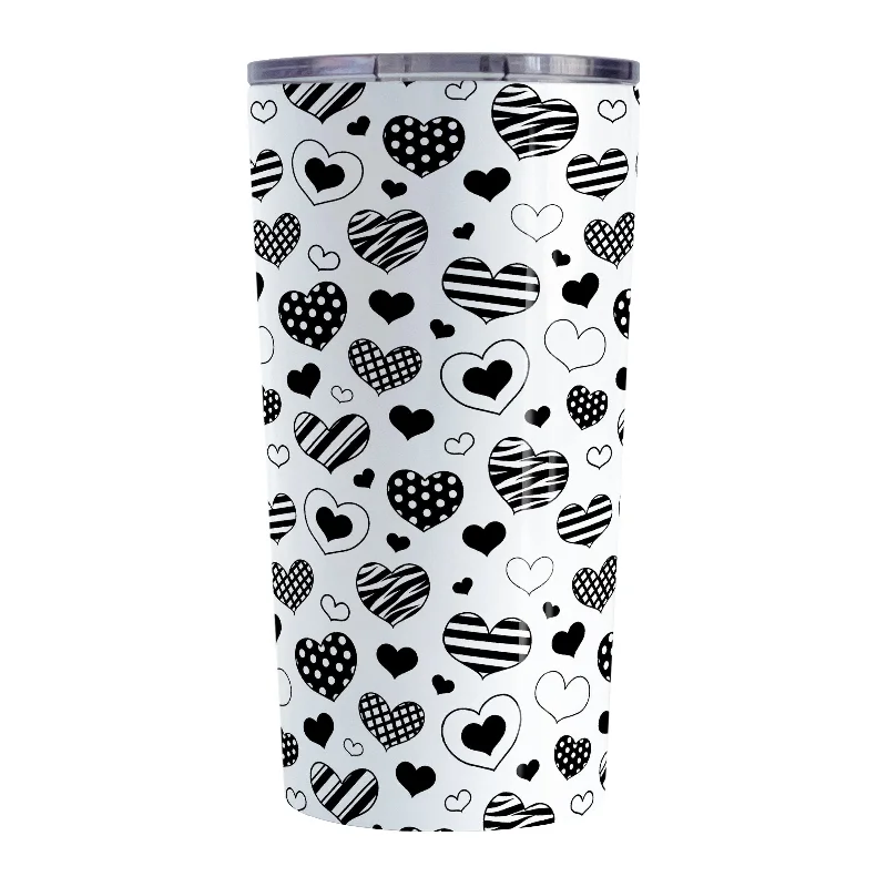 double wall coffee mugs -Black Heart Doodles Tumbler Cup