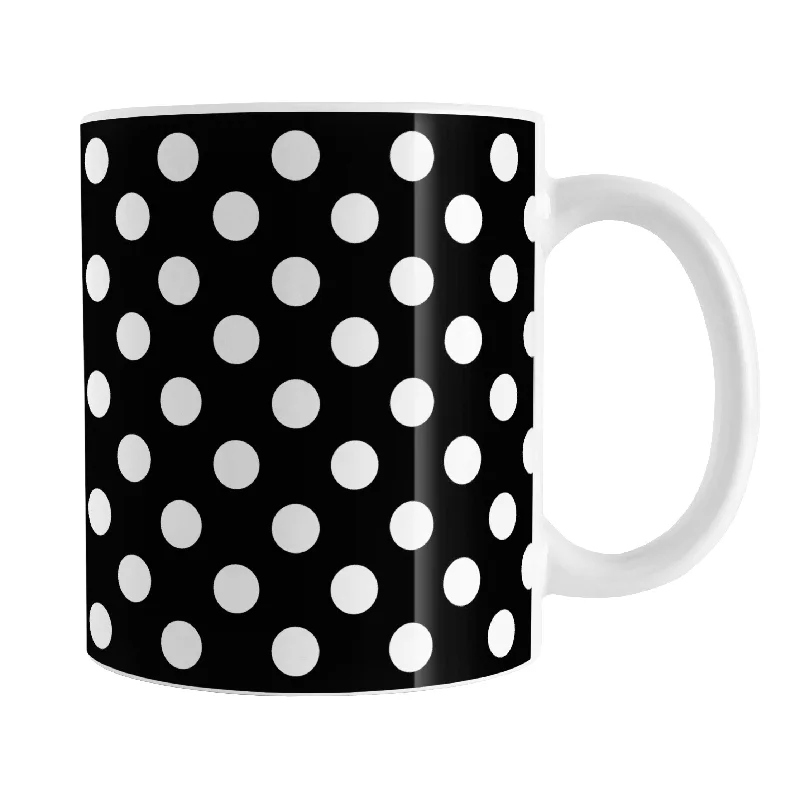 custom printed coffee mugs -Black Polka Dot Mug