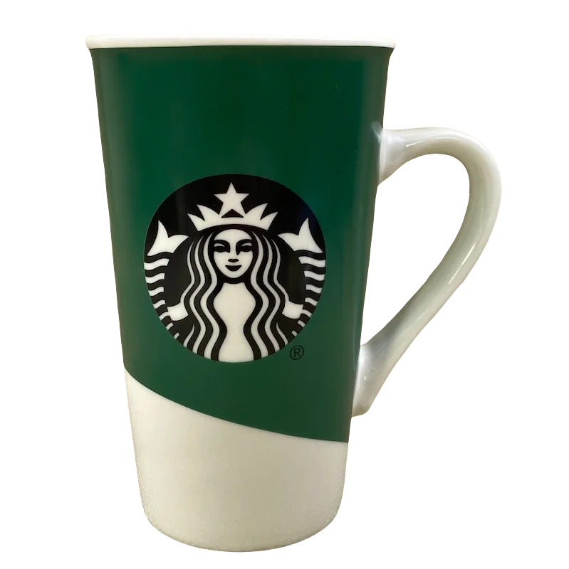 funny coffee cups for work -Black Siren Tall Green And Cream 16oz Mug Starbucks