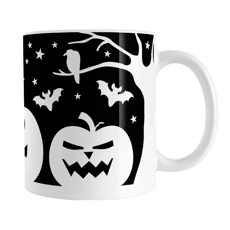 unique coffee cups with logos -Black and White Halloween Mug