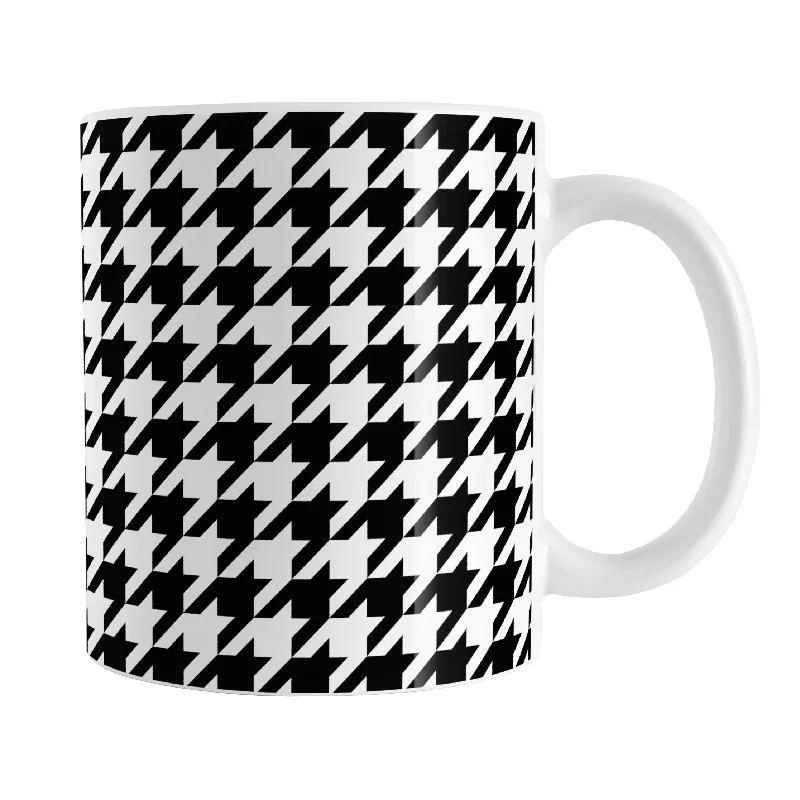 travel coffee mugs for hiking -Black and White Houndstooth Mug