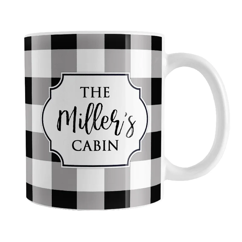 unique personalized tea mugs -Personalized Black and White Buffalo Plaid Mug