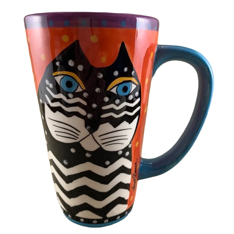 custom cups for gifts -Black & White Tall Cat Mug Laurel Burch