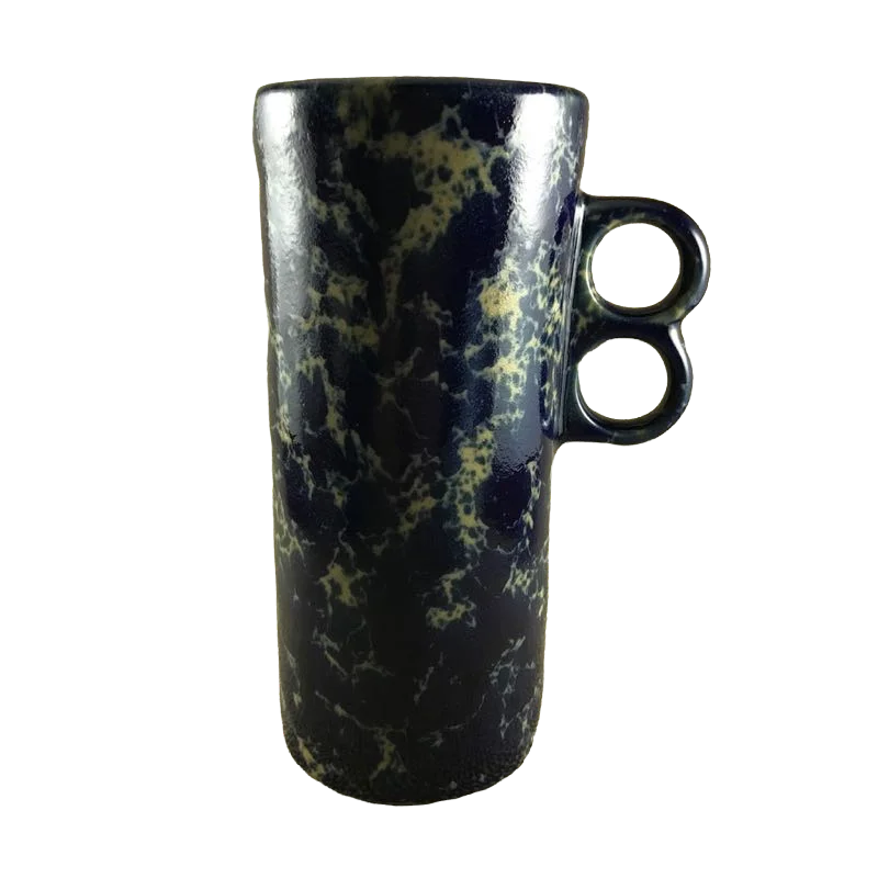 insulated ceramic coffee mugs -Blue Agate Dual Trigger Tall Mug Bennington Potters