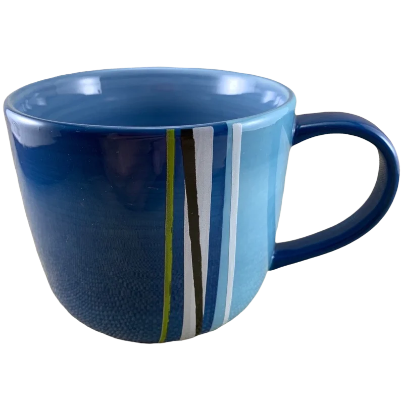 coffee mugs with funny sayings -Blue And White Modern Art Striped 16oz Mug Starbucks