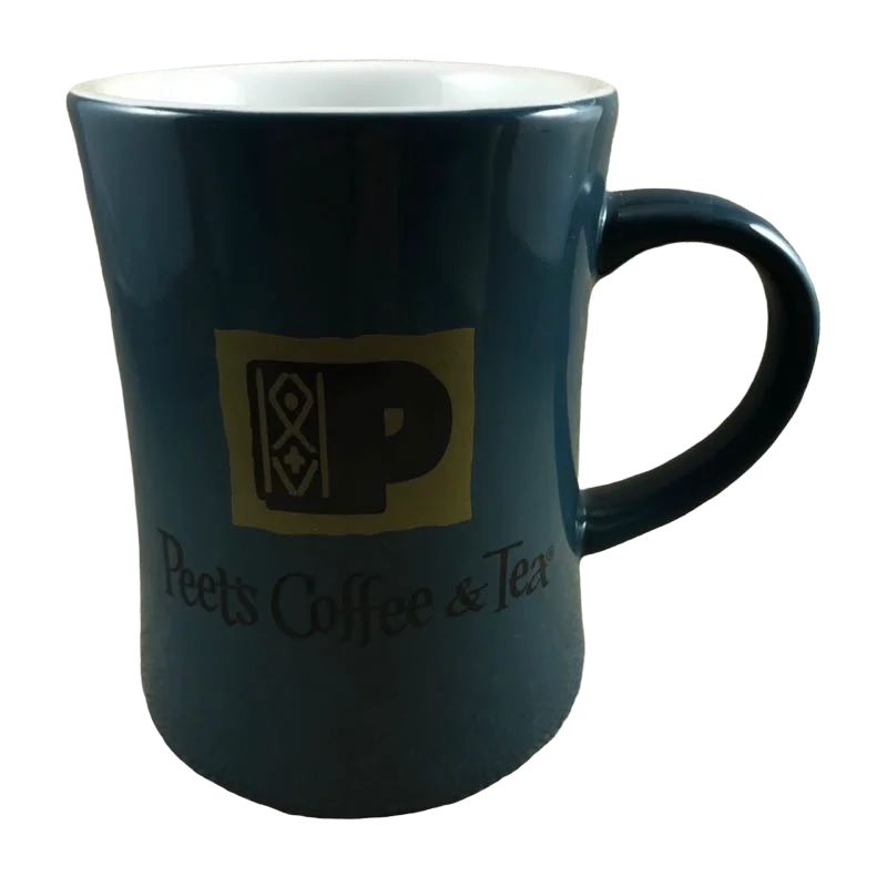 black coffee mugs -Blue, Black And Gold Mug Peet's Coffee & Tea Mug