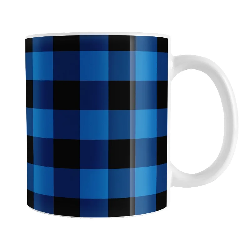 coffee mugs with funny sayings -Blue and Black Buffalo Plaid Mug