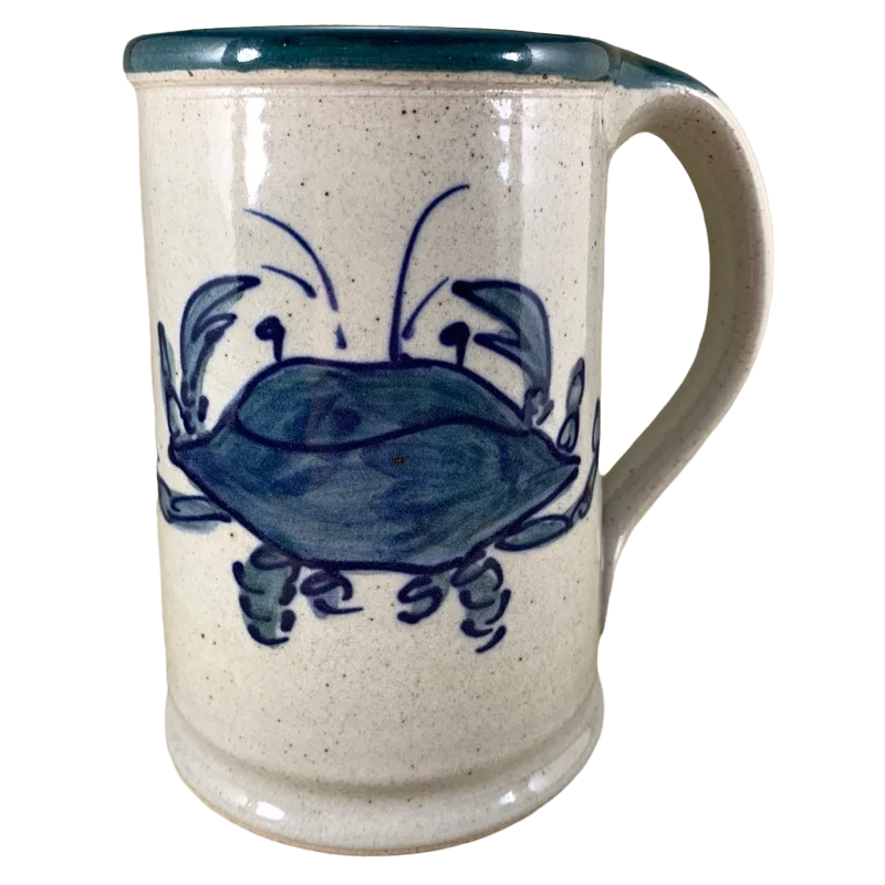 novelty tea cups for gifts -Blue Crab Pottery Tall Mug Great Bay Pottery