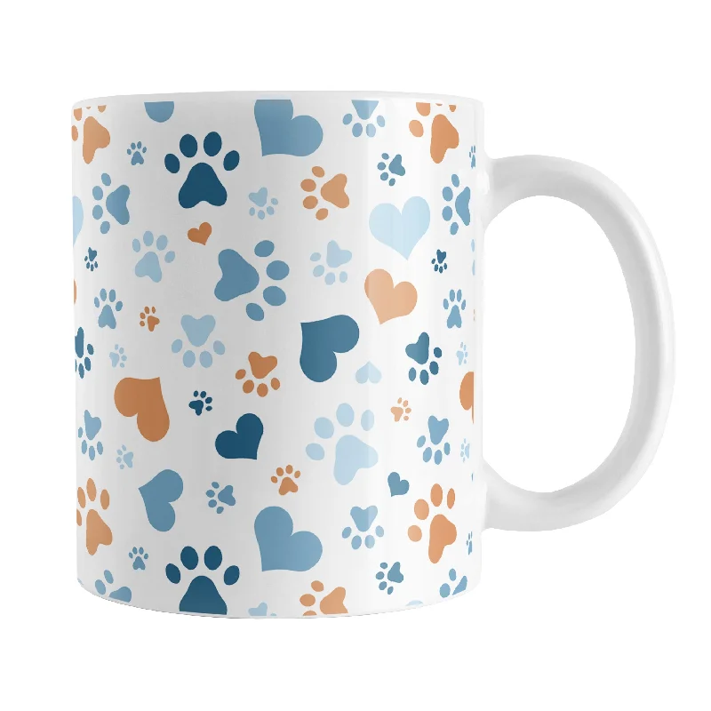 high quality tea cups -Blue Hearts and Paw Prints Mug