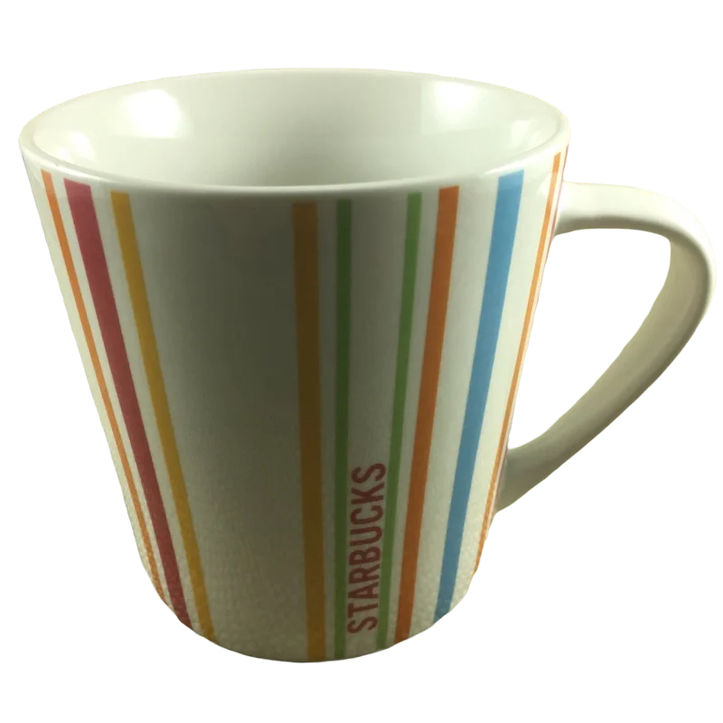 funny personalized coffee cups -Blue Orange Green Red Yellow Striped 14oz Mug Starbucks