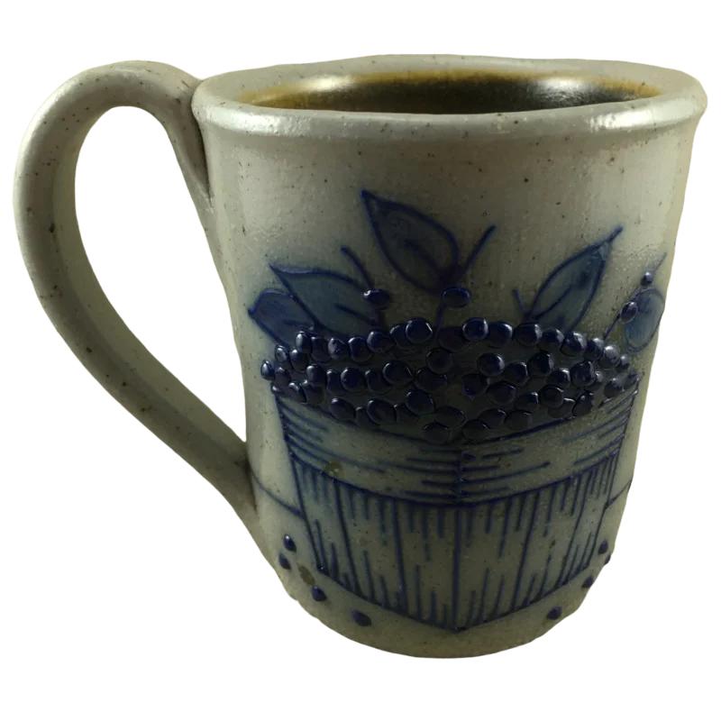 minimalist coffee cups -Blueberry Basket Salt Glazed Pottery Mug Salmon Falls Stoneware