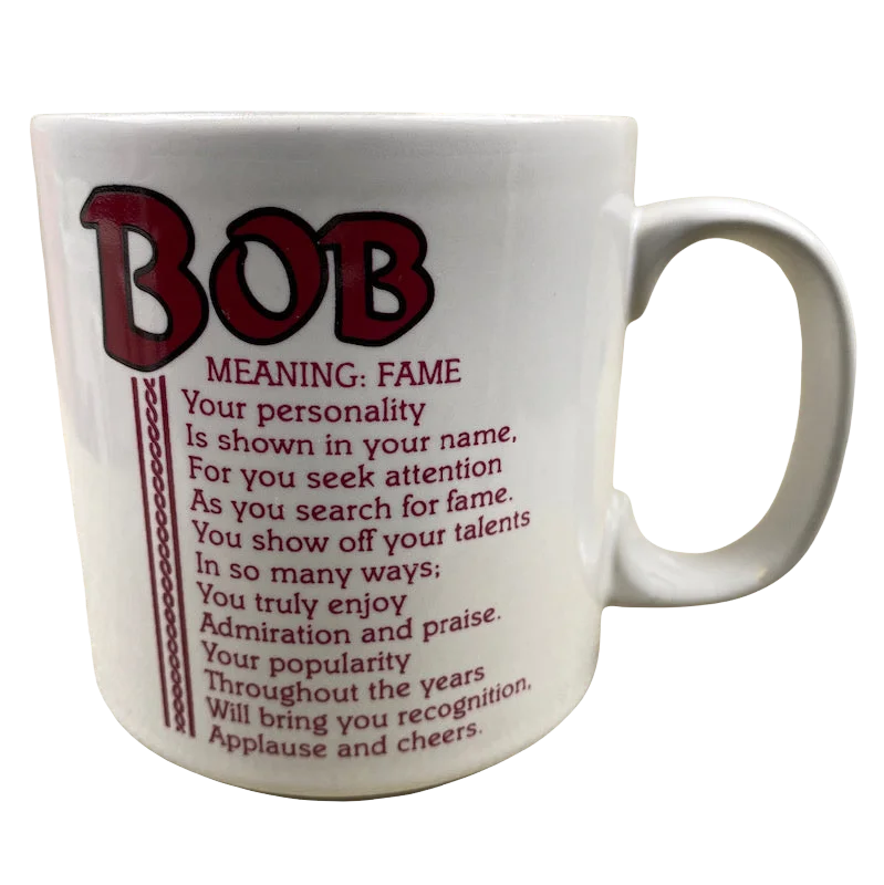 personal mugs for gifts -BOB Poetry Name Burgundy Font Gray Interior Mug Papel