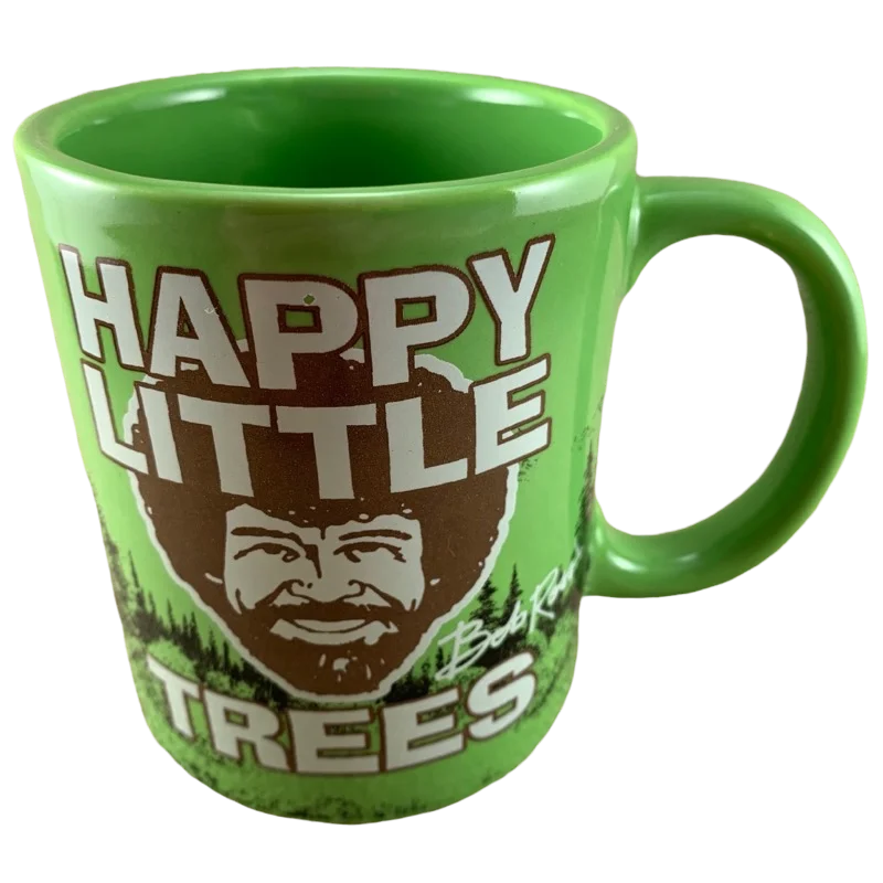 ceramic mugs with quotes -Bob Ross Happy Little Trees Mug Aquarius NEW IN BOX