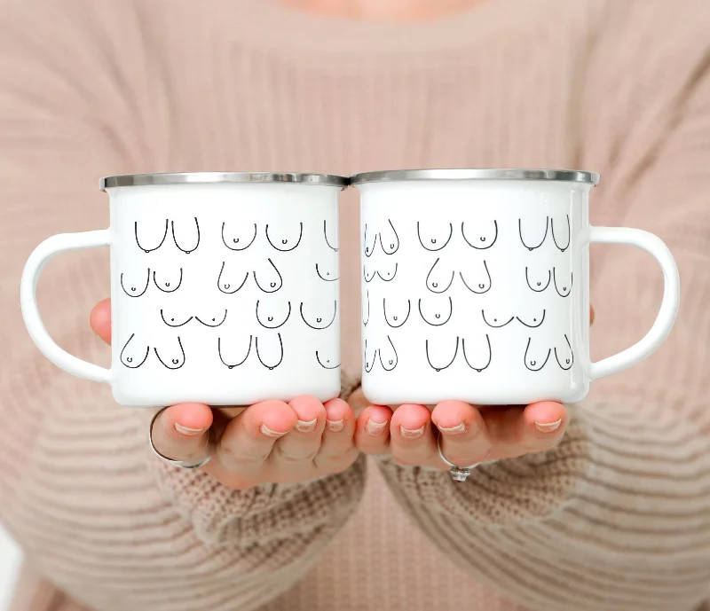 stainless steel mugs with lid -Boobs Enamel Coffee Mug