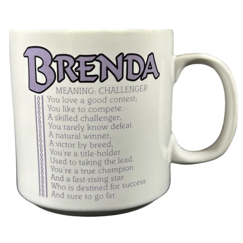 engraved coffee cups -BRENDA Poetry Name Lavender Interior Mug Papel