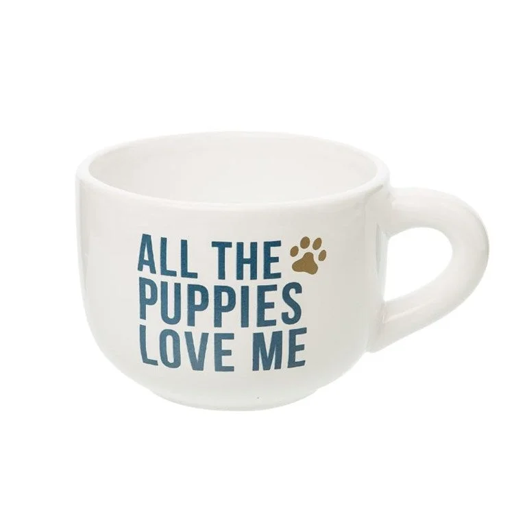 small tea cups -Ceramic Puppies Love Me Cappuccino Mug