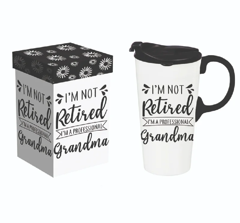 coffee cups with handle -Ceramic Perfect Travel Cup, 17 oz., w/ box, Professional Grandma