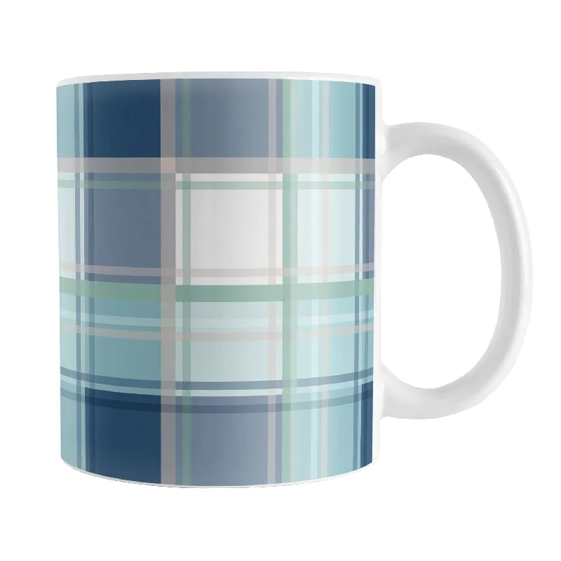 coffee mugs with cute designs -Coastal Plaid Mug