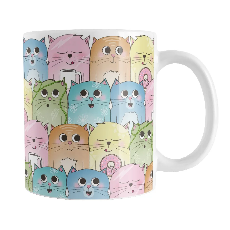 colorful tea mugs -Colorful Cat Stack Pattern Mug