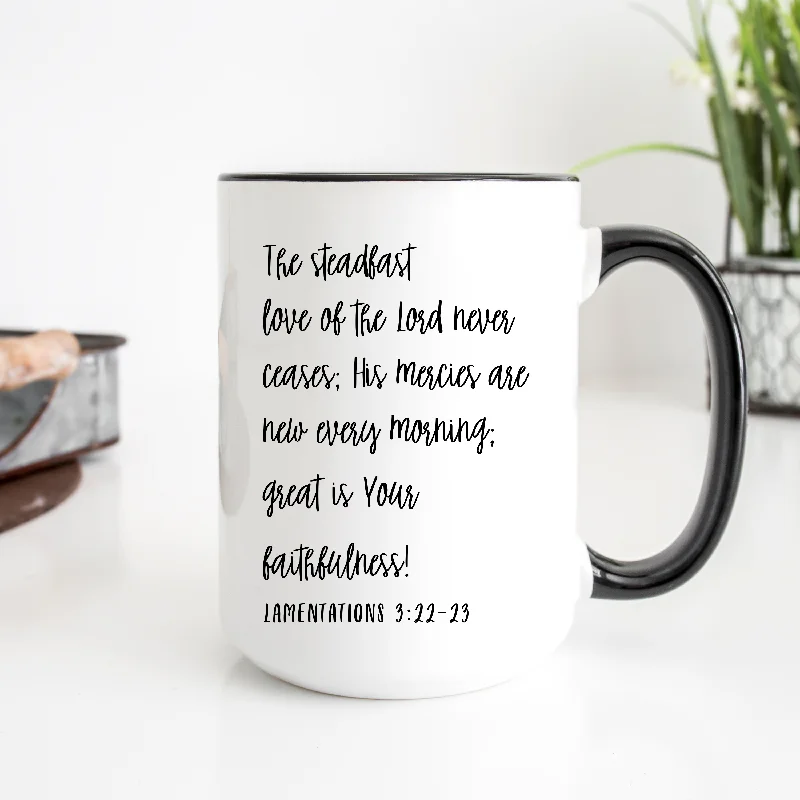 stainless steel mugs with lid -His Mercies Are New Every Morning Coffee Mug