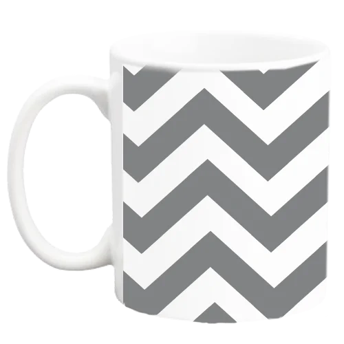 eco friendly tea mugs -Custom Coffee Mug - Gray Chevron - 11 ounce