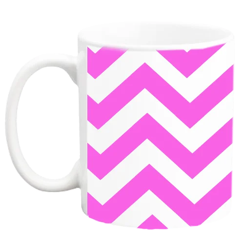 best custom coffee mugs -Custom Coffee Mug - Pink Chevron - 11 ounce