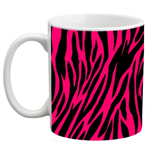 tea cups with lid -Custom Coffee Mug - Pink Zebra - 11 ounce