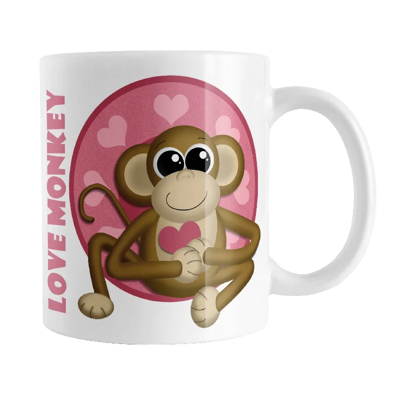 personalized water bottles -Cute Heart Love Monkey Mug