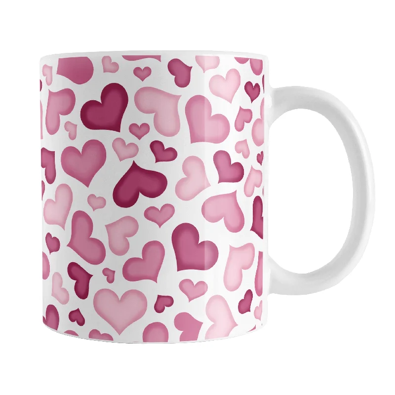 funny coffee cups for work -Cute Pink Hearts Pattern Mug