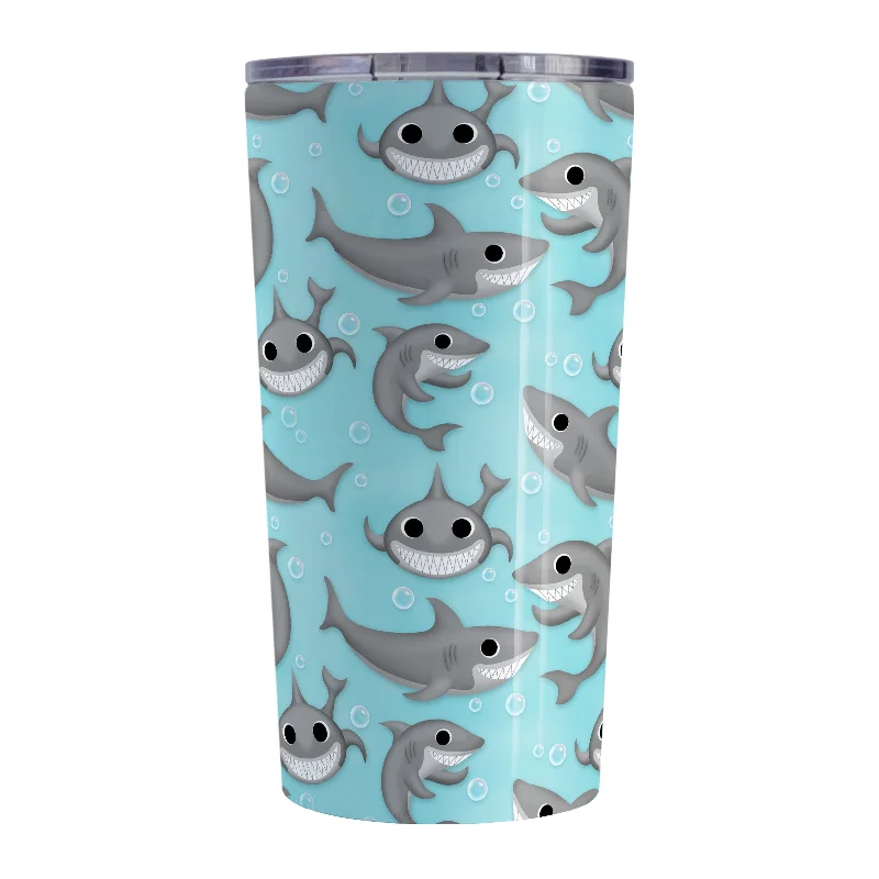 funny travel coffee mugs -Cute Underwater Shark Pattern Tumbler Cup