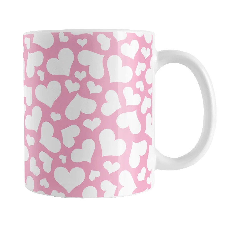 tall coffee mugs -Cute White Hearts on Pink Mug