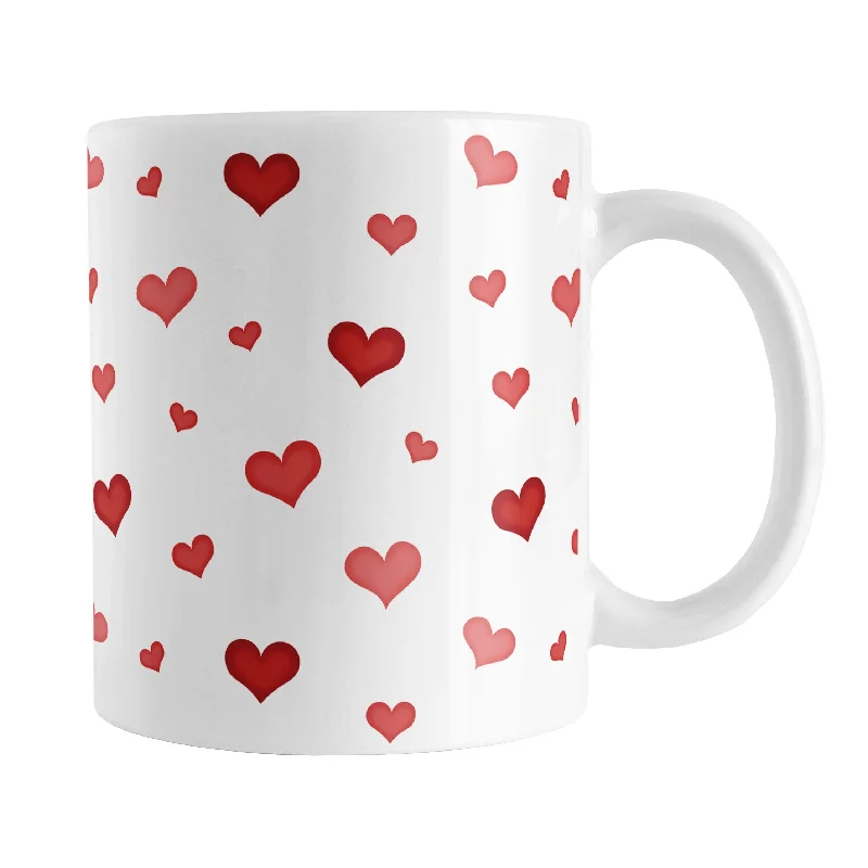 reusable glass coffee mugs -Dainty Cute Red Hearts Mug