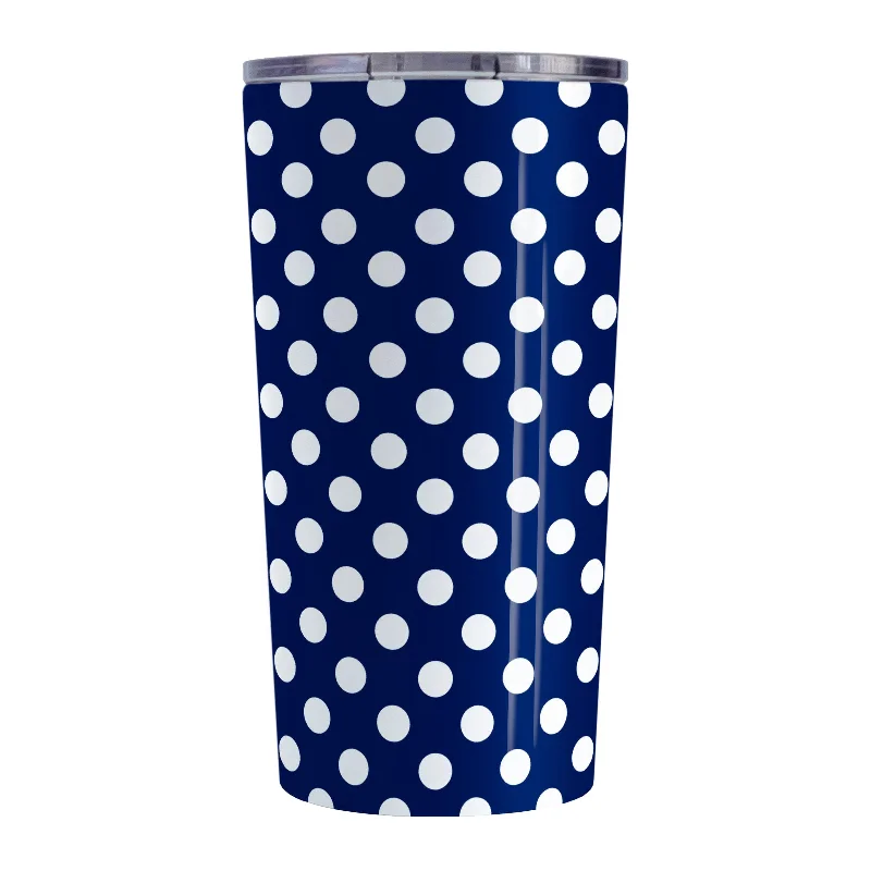 reusable tea cups -Dark Blue Polka Dot Tumbler Cup