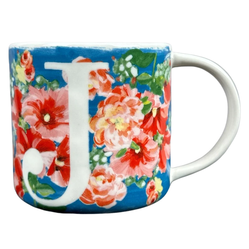 custom travel mugs -Dawn Letter "J" Monogram Initial Floral Mug Anthropologie