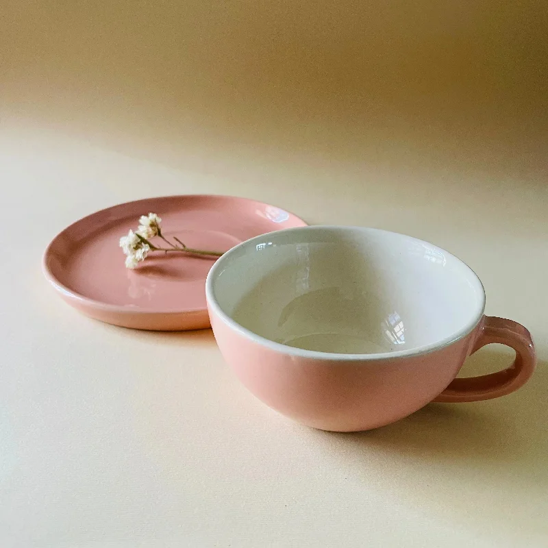 creative tea cups for gifts -Ceramic Design Cappuccino Cup With Saucer