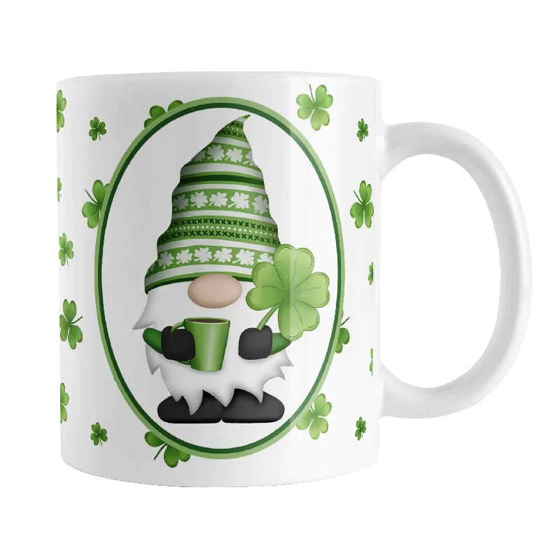 cute coffee mugs -Green Gnome Dainty Shamrocks Mug